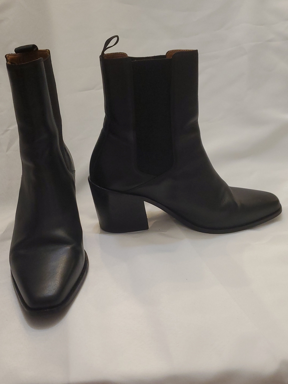 Beckett Simonon Black Leather Ankle Boots with Block Heel Women's 7.5